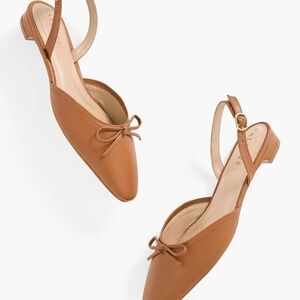 Talbots Tan Slingback Flats with Bow